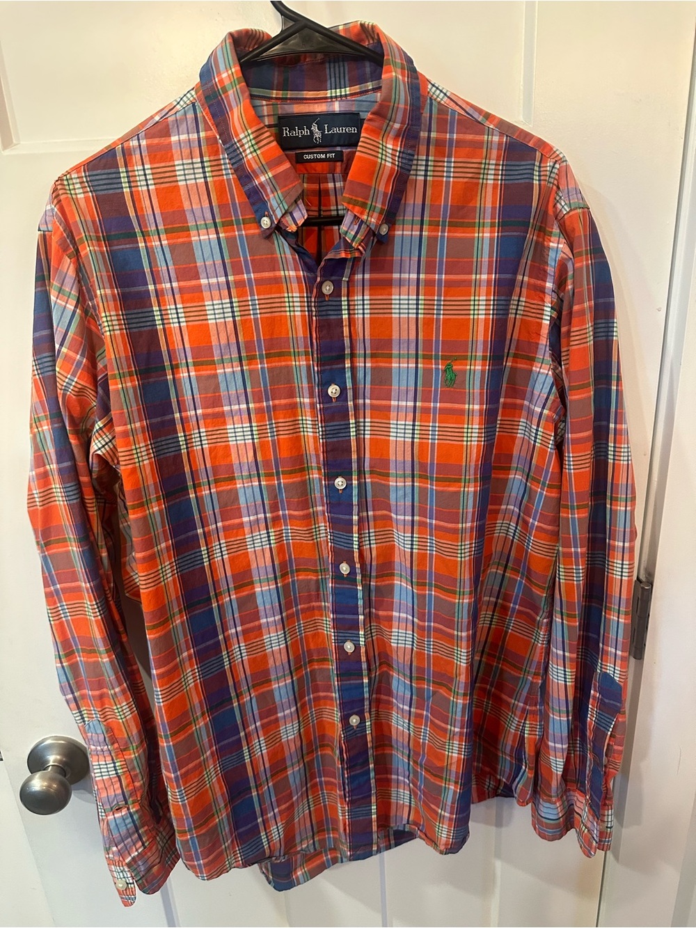 Ralph Lauren Shirt Mens Large Madras Plaid Button Down Long Sleeve Classic Fit